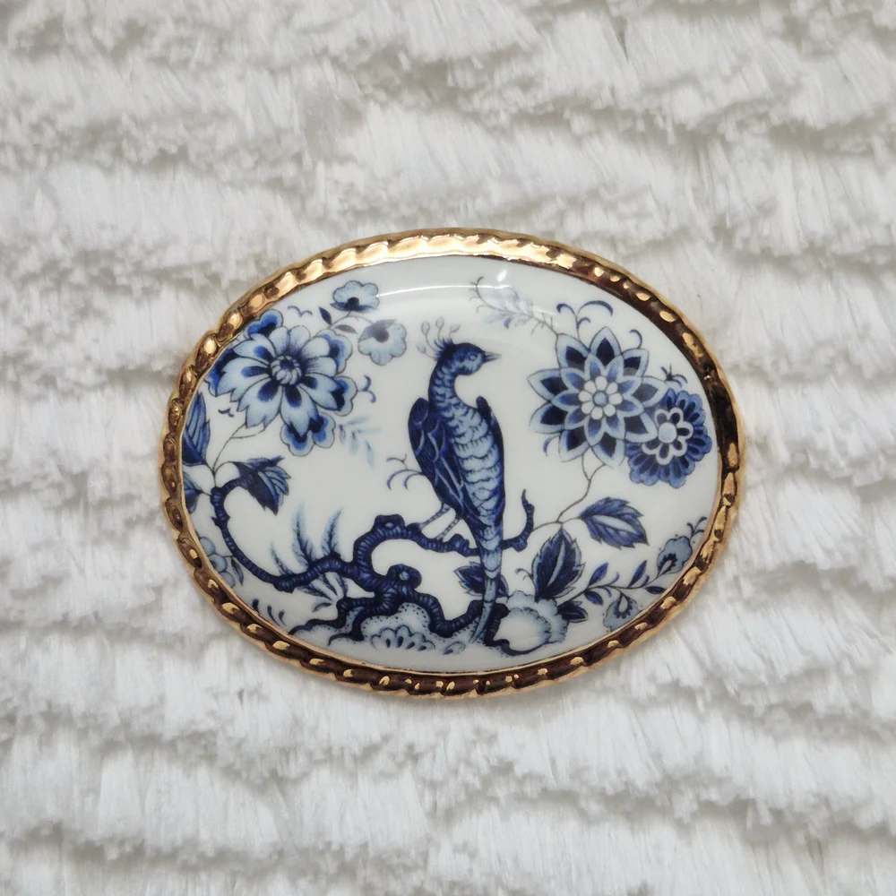 Vintage Aynsley Peacock Floral Brooch Pin - Picture 2 of 5
